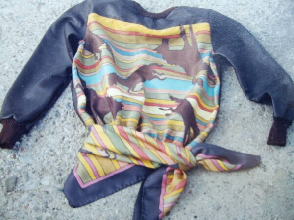 leather with assorted scarf